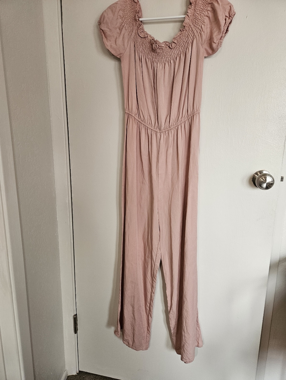 Lulus Smocked Neck Blush Pink Women's Jumpsuit Sz S